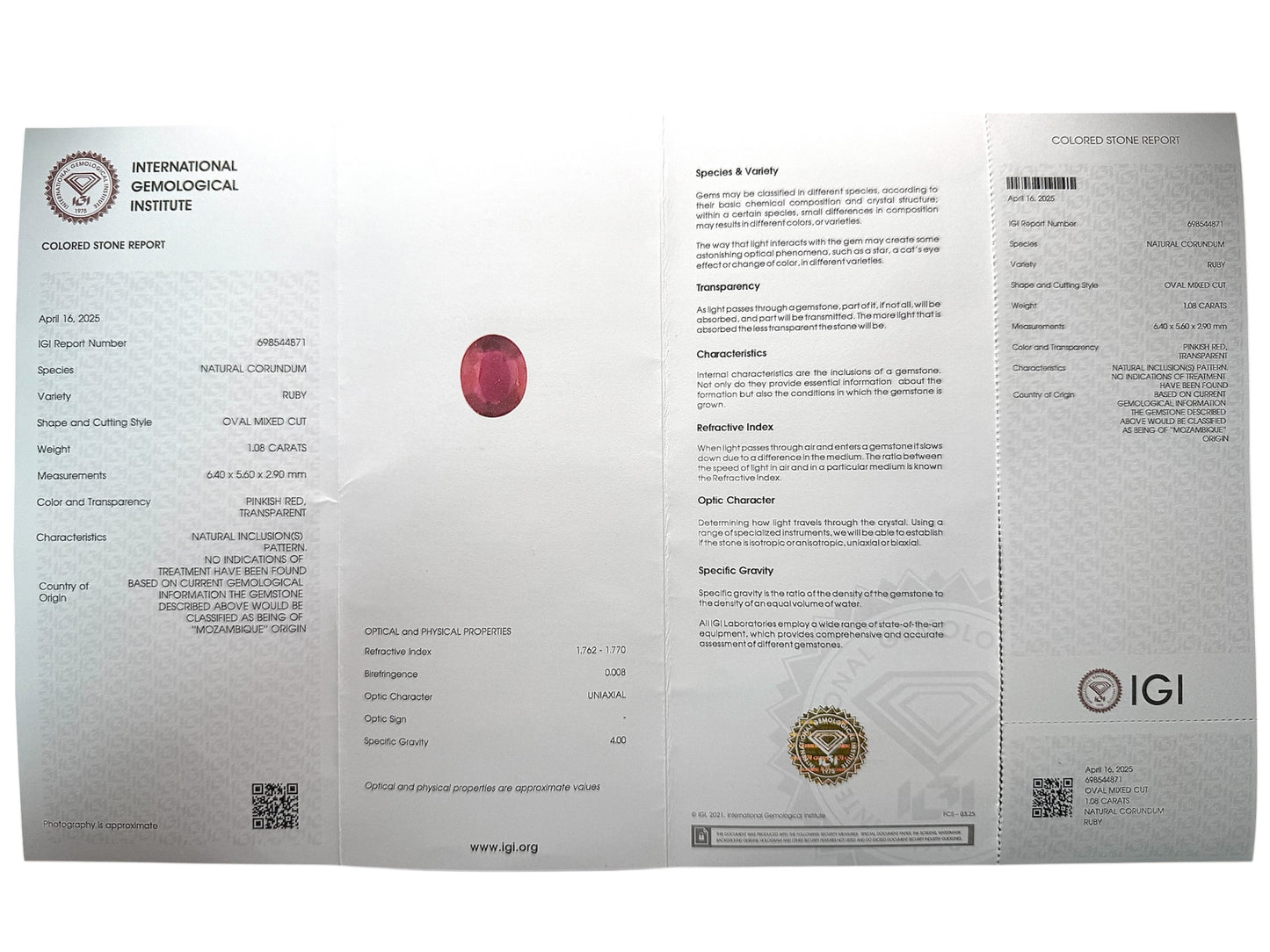 Rubin, 1.08 Karat, unbehandelt