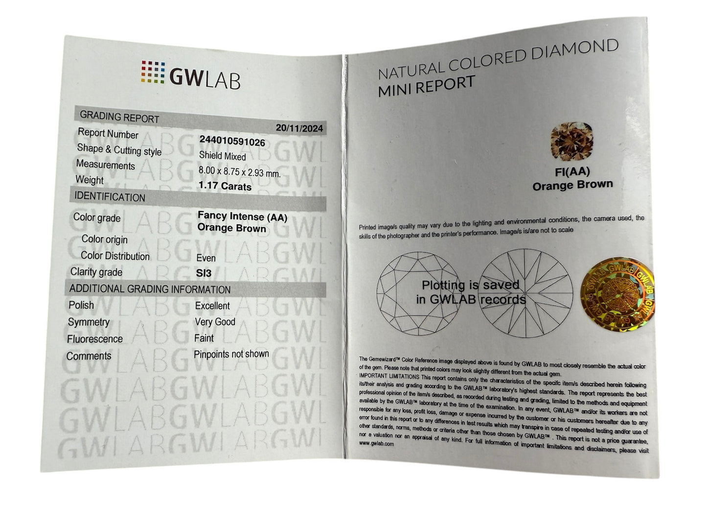 Fancy Diamond, 1.17 Karat, unbehandelt