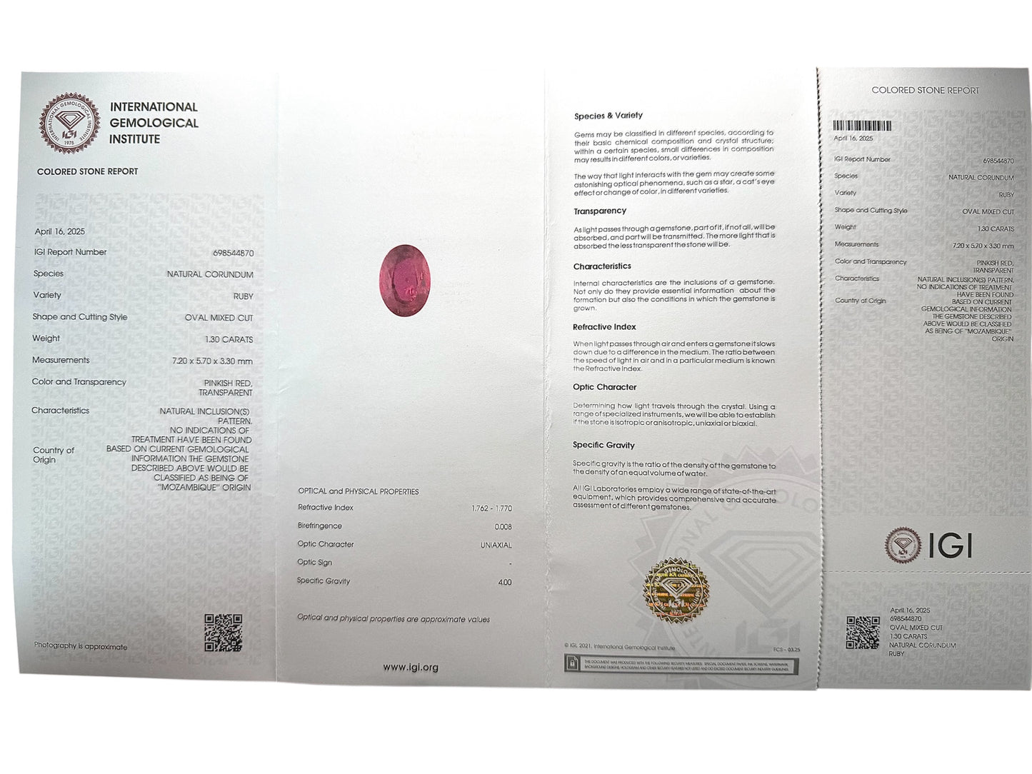 pink-roter Rubin, 1.30 Karat, unbehandelt