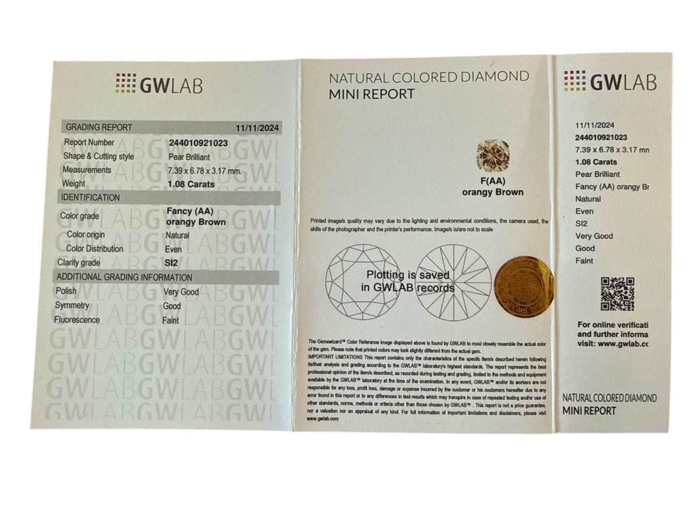 Fancy Diamond, 1.08 Karat, unbehandelt